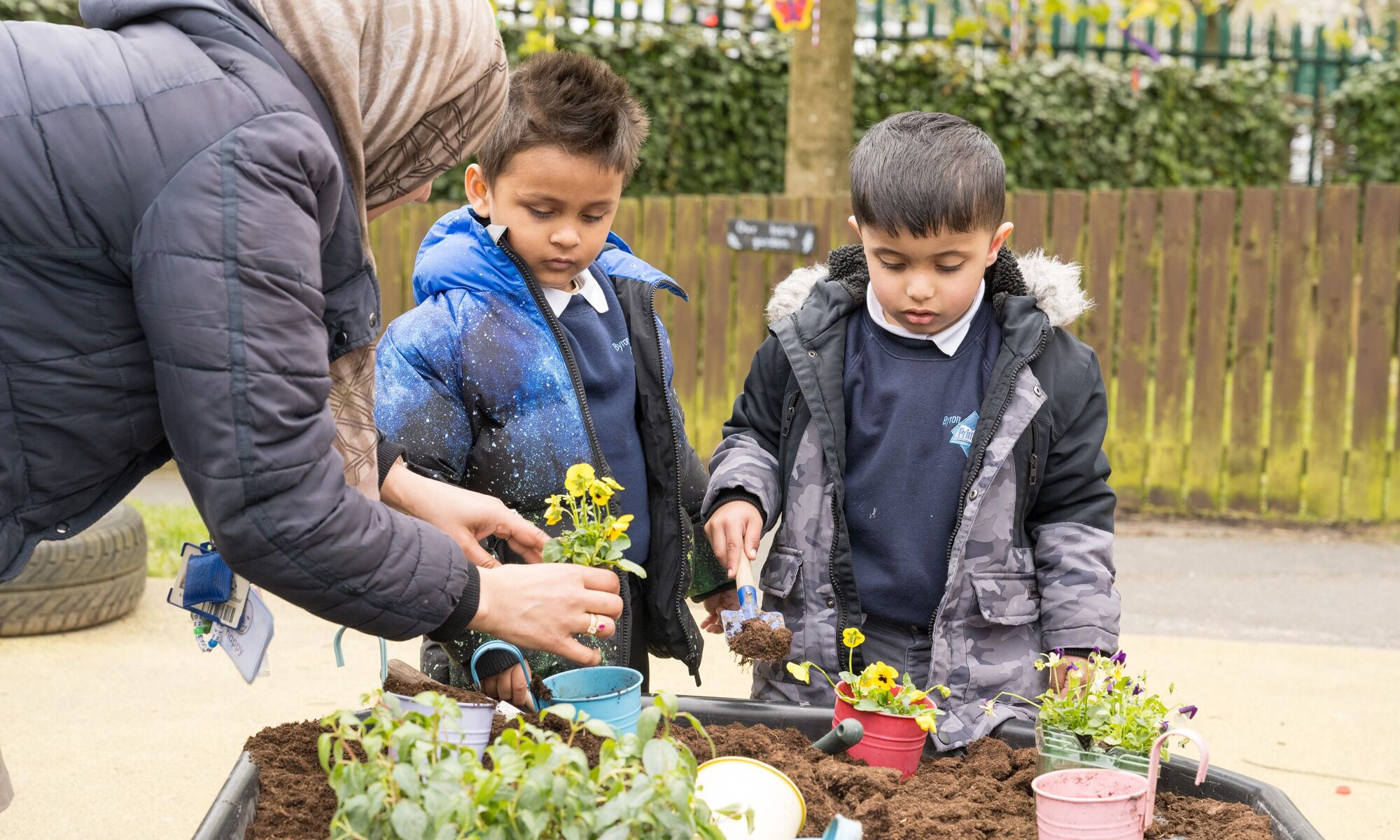 Byron Primary School - 2 pupils gardening